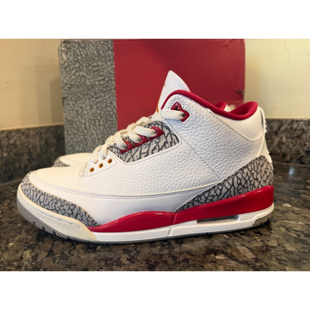 Jordan 3 Retro Cardinal Red White Light Curry CT8532-126 Mens 11.5 Sneaker